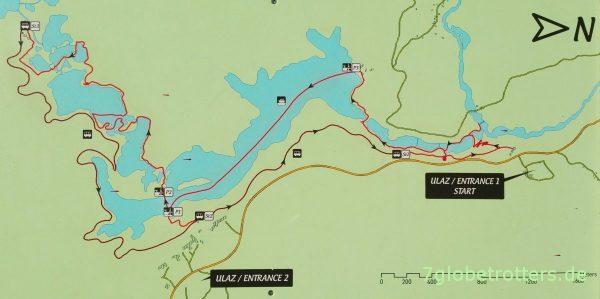 Karte der großen Runde um die Plitvicer Seen