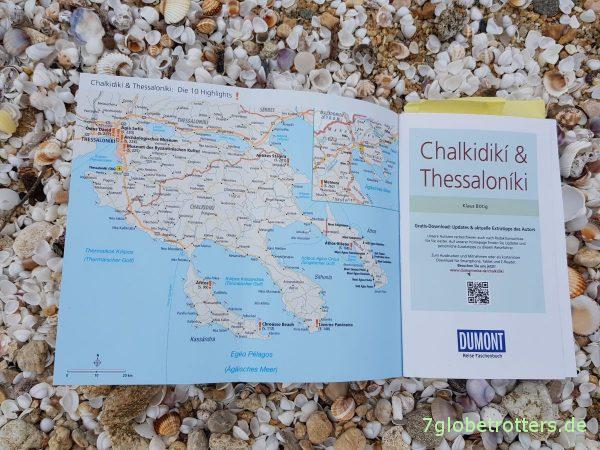 Praktische Umschlagkarte im Reiseführer Chalkidikí und Thessaloníki