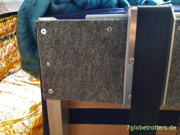 Ausziehbare Hubbett-Mechanik im Kastenwagen, Hubbett selbst bauen im Wohnmobil T2 Vario Sprinter