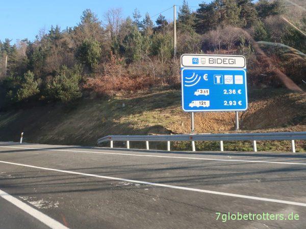 Spanien: Die elektronische Maut im Baskenland für LKW's gilt nicht für Wohnmobile