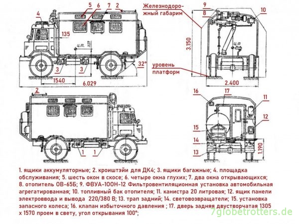 GAZ-66, Blueprint КУНГ кузов-фургон K66 на шасси автомобилия ГАЗ-66