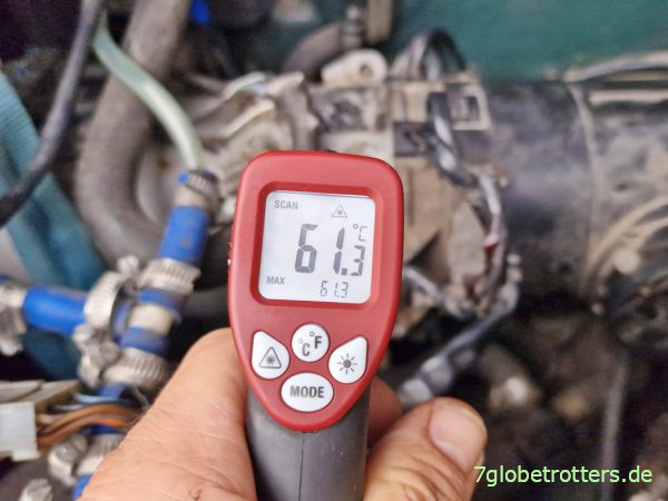 Temperatur der Dieselstandheizung im Motorraum