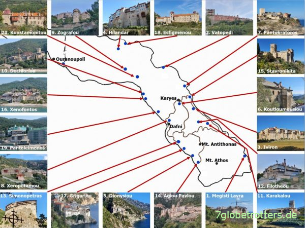 ᐅ Alle Klöster auf Athos mit Infos und Karten für Pilger und Besucher ᐅ Alle Klöster auf Athos mit Infos und Karten für Pilger und Besucher