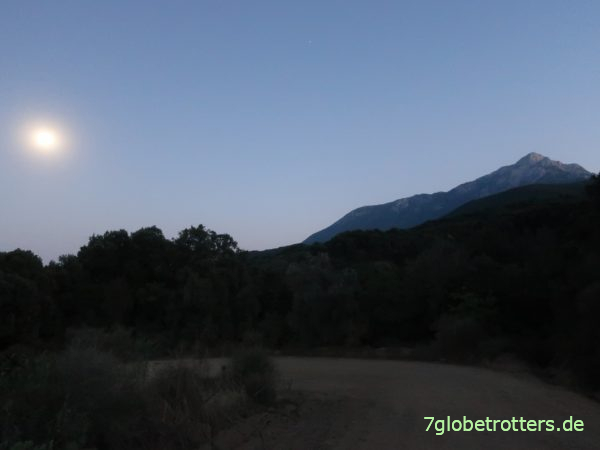 Nächtlicher Berg Athos, gesehen vom Kellion Mylopotamos 