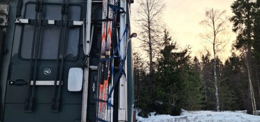 Test des Skiträgers am Wohnmobil-Heck