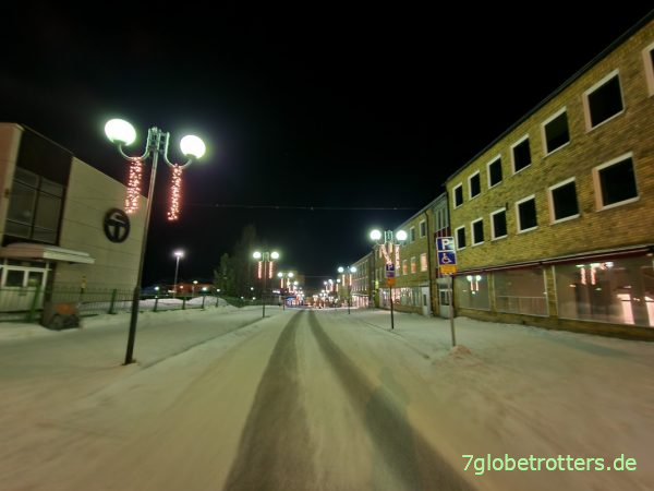 Lichtverschmutzung in Kiruna bei Nacht
