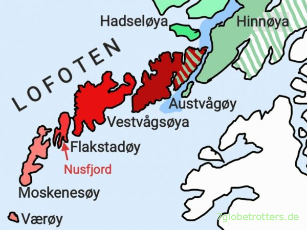 Lageplan Nusfjord auf den Lofoten