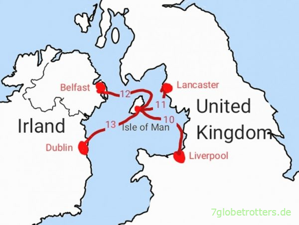 Karte Wohnmobil-Fähren zur Isle of Man
