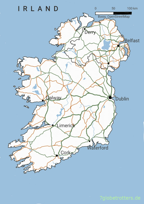 Hauptverbindungsstraßen und Autobahnen in Irland