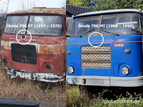 Unterschied Škoda 706 RT (ab 1957) und Škoda-LIAZ 706 (ab 1969)