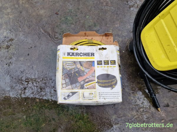 Rohrreinigungsschlauch mit Sprühkopf als wichtigstes Zubehör meines Kärcher