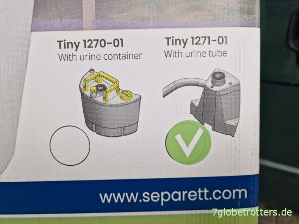 Separett Tiny mit Urinbehälter oder Urinableitung