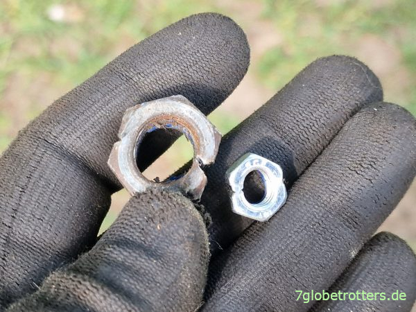 Die beiden im Test gesprengten Muttern