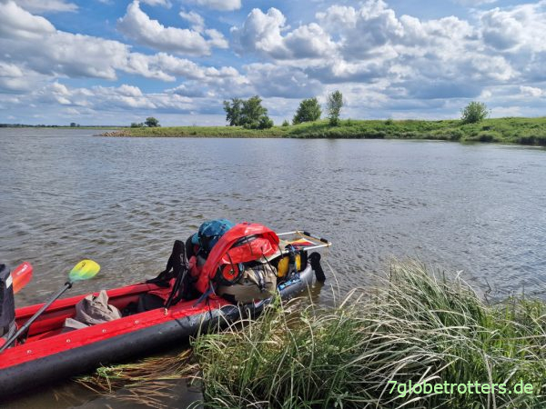 Beladung Grabner Riverstar XXL beim Paddeln auf der Elbe