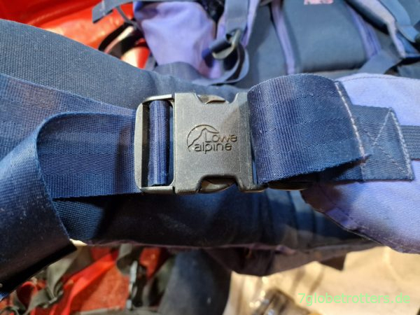 50-mm-Steckverschluss am Lowe Alpine Rucksack