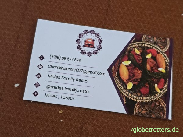 Visitenkarte vom Mides Family Resto