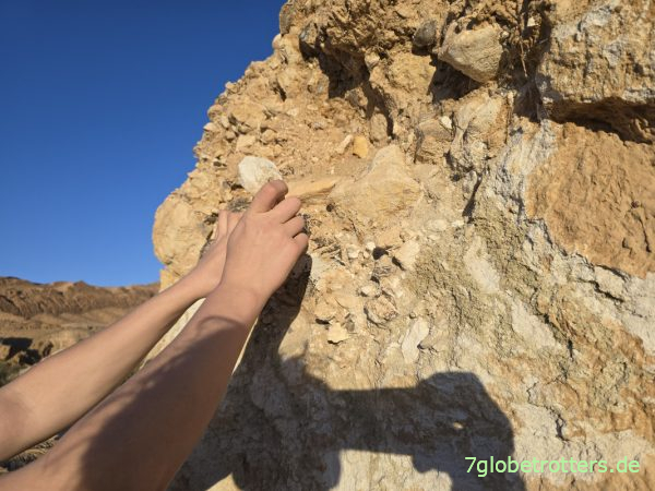 Sedimente in der Schlucht der Bergoase Midès