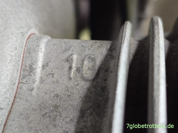 Nikasil-Zylinder mit eingegossener Hubraumangabe Nikasil-Zylinder mit eingegossener Hubraumangabe