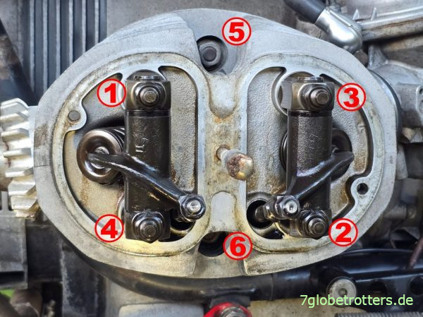 Schema zum Anzug der Zylinderköpfe der BMW R100GS nach WHB 1993, S. 17 Schema zum Anzug der Zylinderköpfe der BMW R100GS nach WHB 1993, S. 17