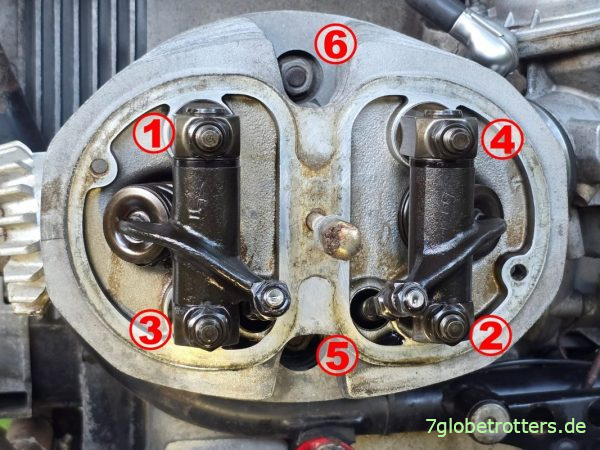 Schema zum Anzug der Zylinderköpfe der BMW R100GS Schema zum Anzug der Zylinderköpfe der BMW R100GS