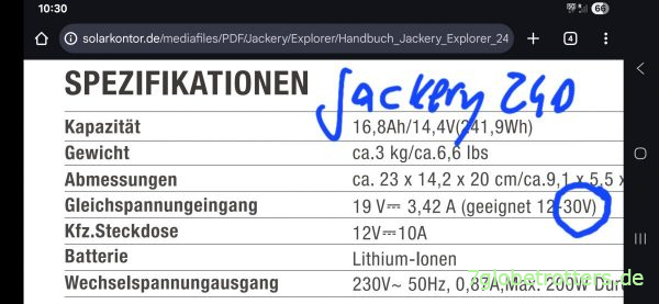 Maximaler Input der kleinen Akkubox Maximaler Input der kleinen Akkubox