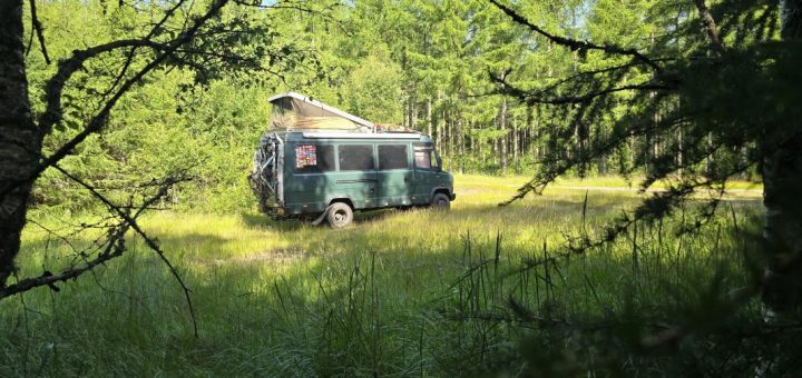 Wildcamping mit dem Mercedes 711D im Wald von Årstad