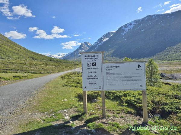 Mautpflichtige Privatstra&szlig;e im Leiradal