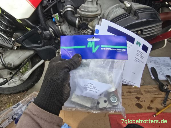 Fußrastenadapter von MV für die Tieferlegung der BMW R100GS Fußrastenadapter von MV für die Tieferlegung der BMW R100GS
